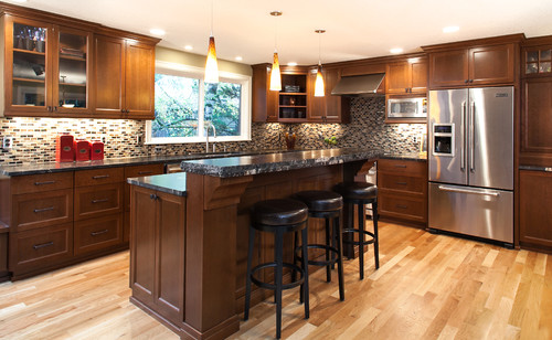 Titanium Granite Dark Cabinets Backsplash Ideas